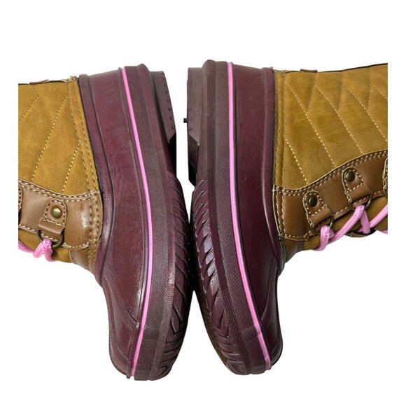 London Fog Girls Snow Boot, Size 5 Insulated With Fur Lining Pink & Brown - Picture 5 of 9